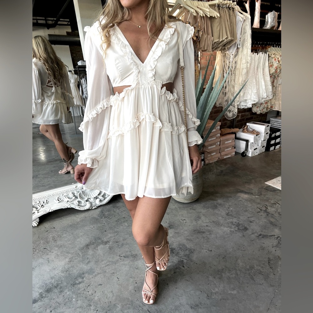 Ruffle Cut Out Mini Dress